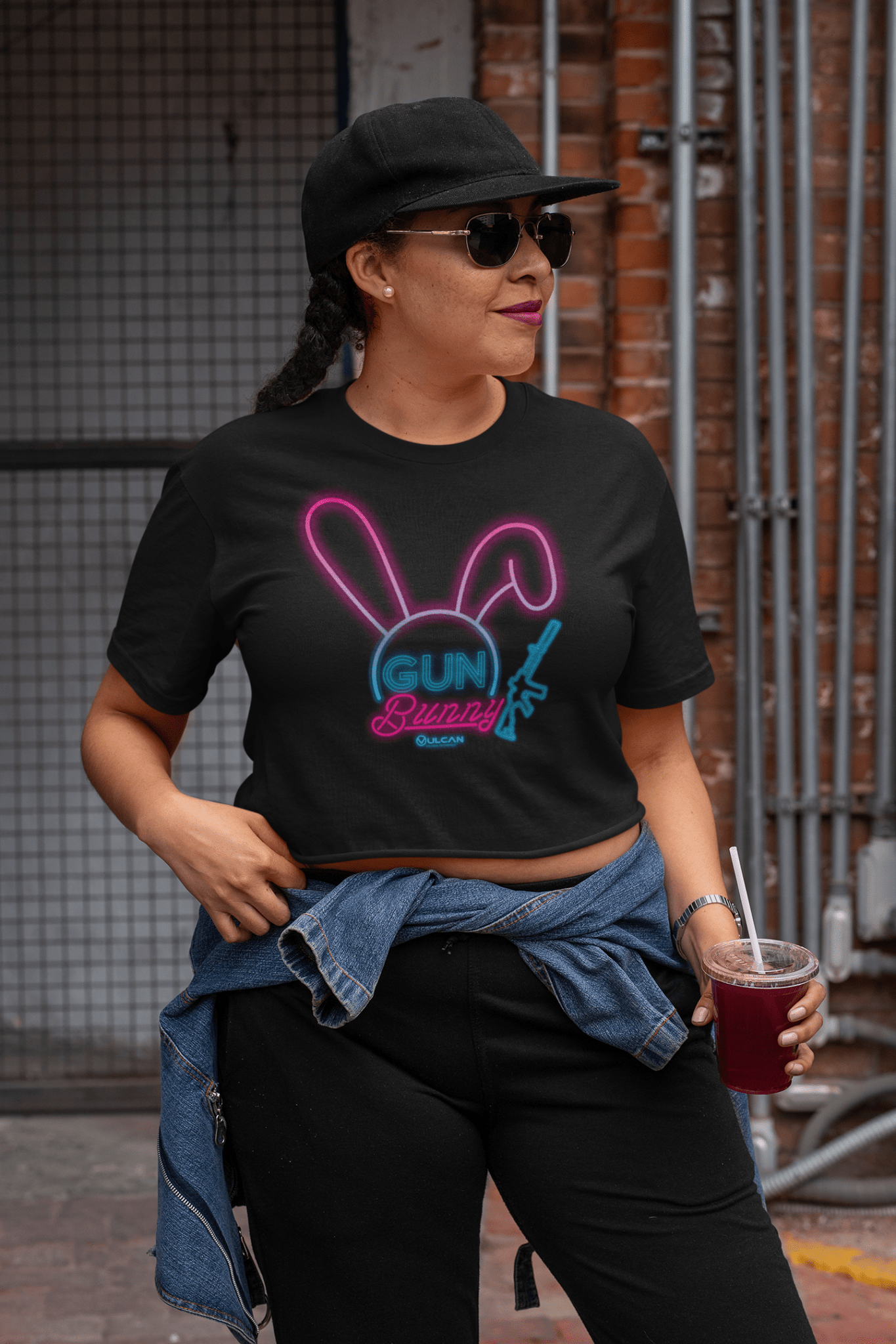 GUN BUNNY NEON CROP T - SHIRT - VULCAN